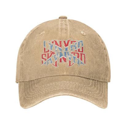Lynyrded Rock Biker Skynyrded Logo Baseball Caps Distressed Denim Flag US
