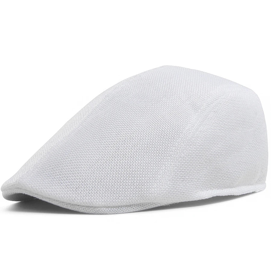 Men's Linen Flat Cap Spring Summer Vintage Visor Beret