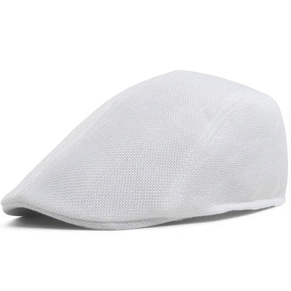 Men's Linen Flat Cap Spring Summer Vintage Visor Beret