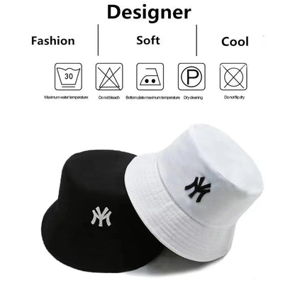 Unisex Letter Embroidery Personality Two-Sided Bucket Hats