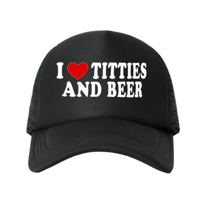Letter Printing I Love Titties And Beer Hats