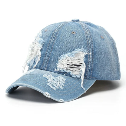 Vintage Ripped Washed Denim Baseball Cap