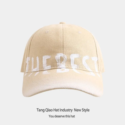 American Retro Washed Letter Baseball Cap for Men and Women