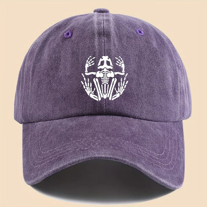 Skeleton Frog Printed Baseball Hat for Men and Women