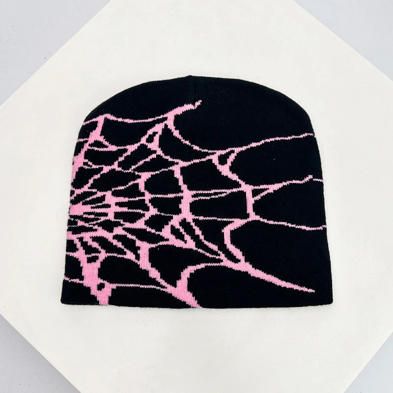 Y2K Web Wool Knitted Hats Hip Hop Warm Gothic Retro