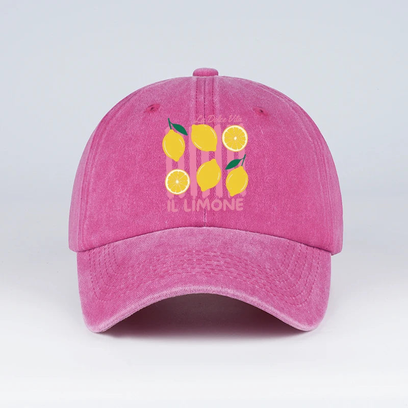 “IL Limone” Printed Vintage-Washed Baseball Cap