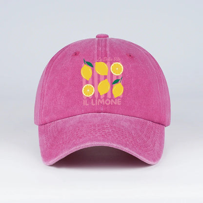 “IL Limone” Printed Vintage-Washed Baseball Cap
