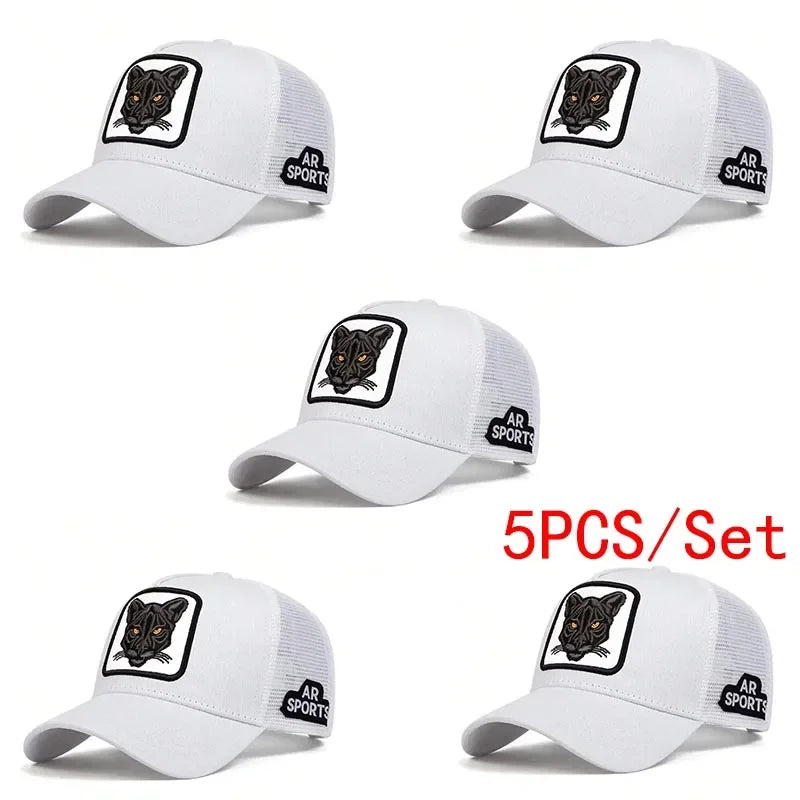 Unisex Panther Embroidery Baseball Net Caps Spring and Summer