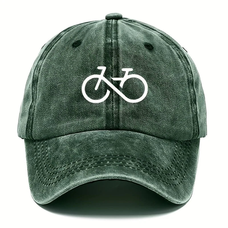 Vintage Bicycle Printed Baseball Cap with White Geometric Design for Running