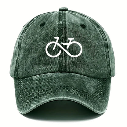 Vintage Bicycle Printed Baseball Cap with White Geometric Design for Running