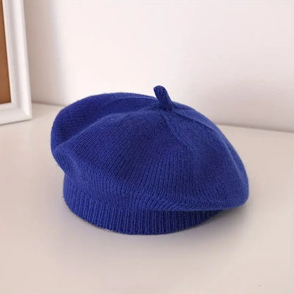 Flower Baby Beret Hat Winter Warm Knitted Beanie Cap