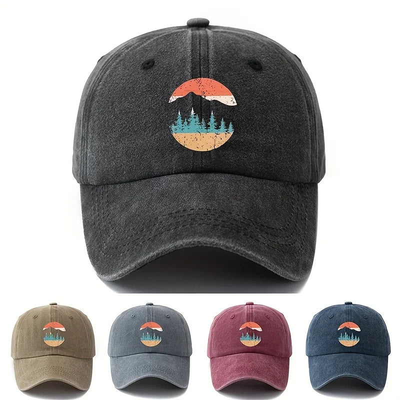 Mountain Sunset Printed Baseball Hat for Men and Women Suitable for Camping, Hiking, Leisure