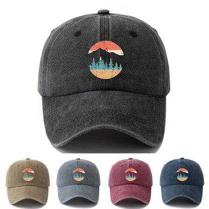 Mountain Sunset Printed Baseball Hat for Men and Women Suitable for Camping, Hiking, Leisure