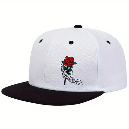 Unisex Skeleton Finger Rose Embroidery Hip-Hop Hats