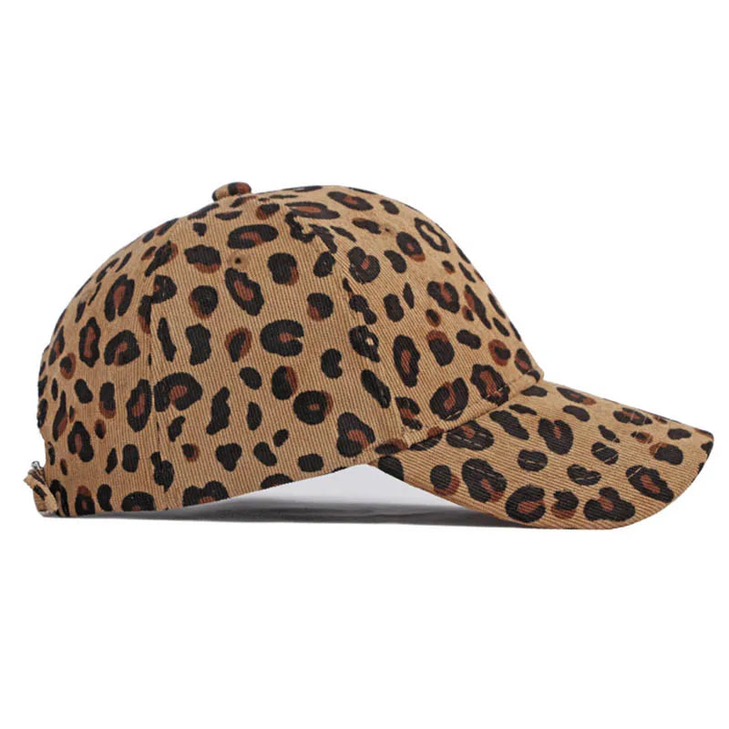 Women Winter Hat Leopard Pattern Corduroy Baseball Cap