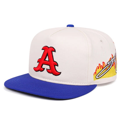 Fashionable Flat Edge Hat A Letter Embroidered Street Hip Hop Hat Outdoor Sports