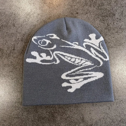 Tree Frog Print Beanie Men Women, Stretchy Knit Skull Cap