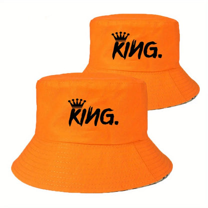 Fashion Fishing Bucket Hat - "King" Print Outdoor Sports Hat