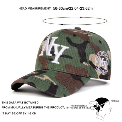 Unisex NY Letter Embroidery Camouflage Baseball Caps