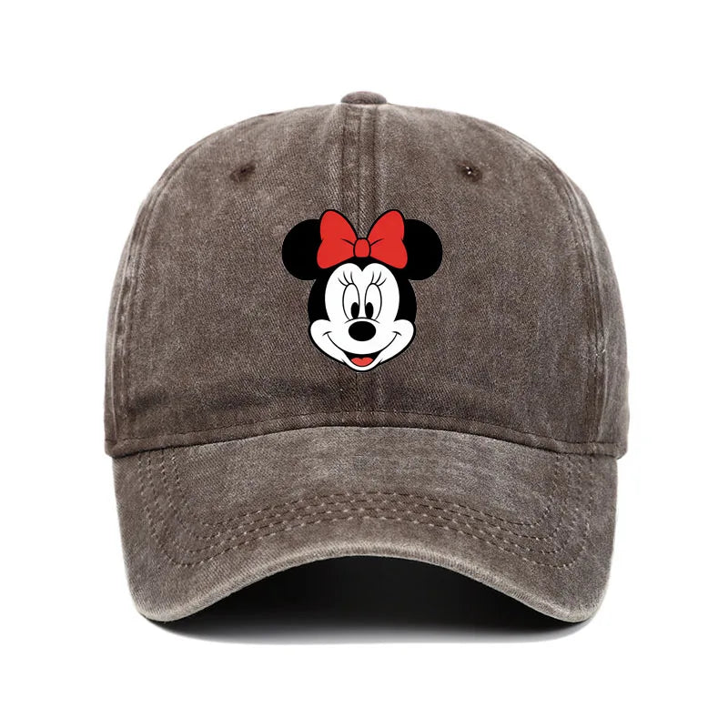 Unisex Vintage Washed Mickey Minnie Print Baseball Cap