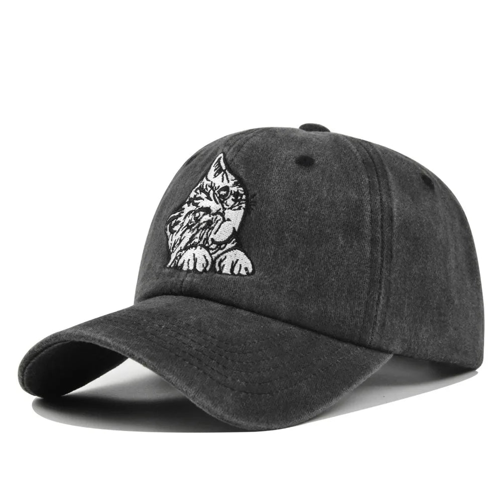Vintage Cat Embroidery Baseball Cap