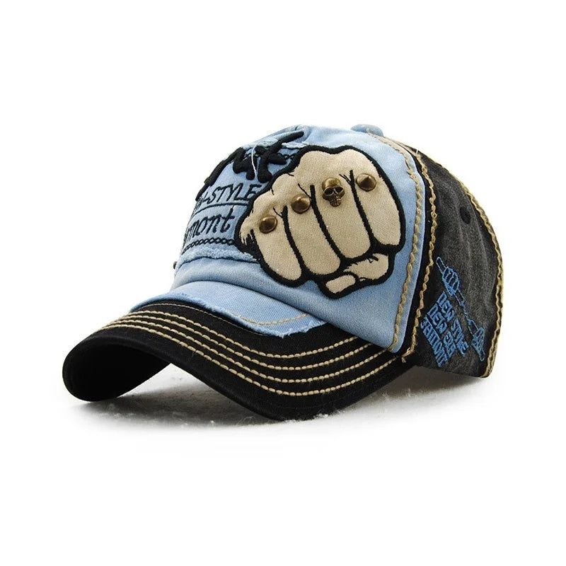 High Quality Fist Rivet Element Embroidery Cotton Baseball Cap Hip Hop Hat
