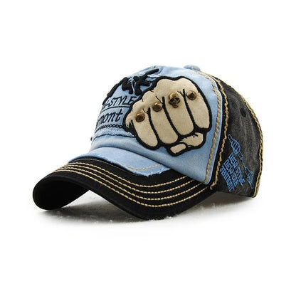 High Quality Fist Rivet Element Embroidery Cotton Baseball Cap Hip Hop Hat