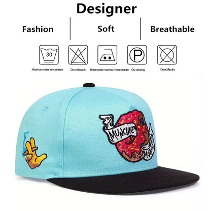 Unisex Doughnut Embroidery Hip Hop Hats Outdoor Adjustable Casual Snapback Caps Sunscreen Hat