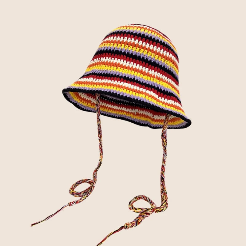 Dopamine Autumn Crochet Panama Cap Korean Handmade Bucket Hats