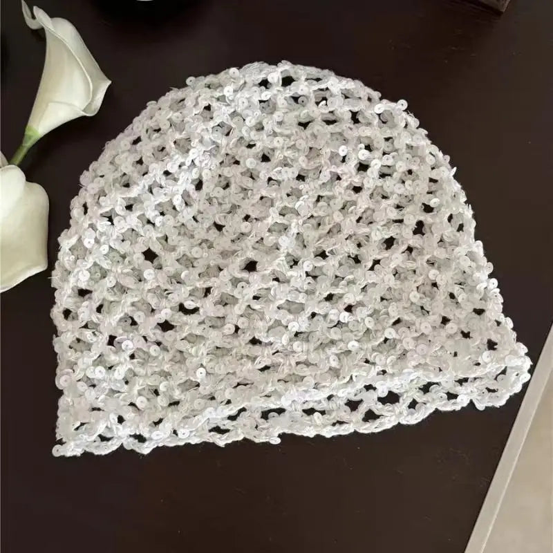 Ins Style Sequined Hollow Pullover Hats Women
