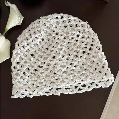 Ins Style Sequined Hollow Pullover Hats Women