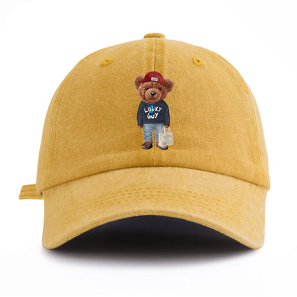 1pc Tote-bag Bear Print Washed Baseball Cap for Adults