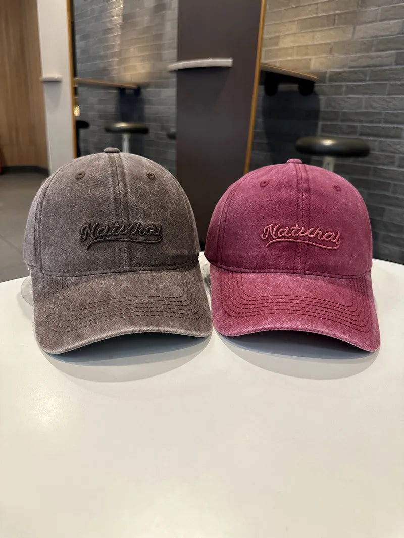 Letter Embroidered Washed Versatile Baseball Cap