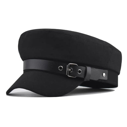 Belt Buckle Flat Top Duck Hat Fashion Trend Beret Artist Octagonal Cap