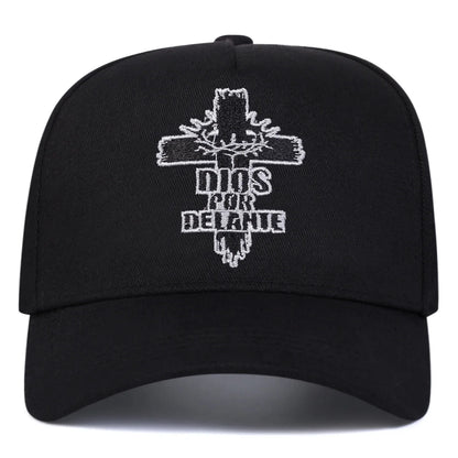 Unisex Dios Por Delante Cross Embroidery Baseball Caps Spring Autumn