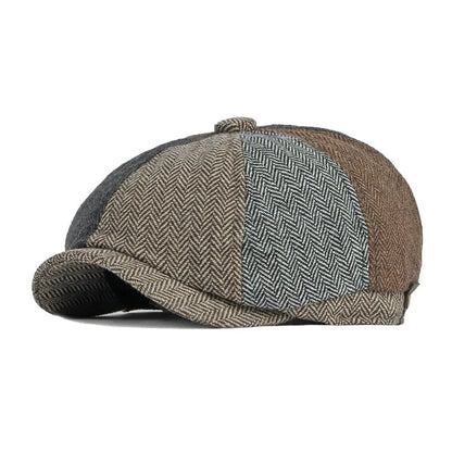Spring Cotton Patchwork Newsboy Caps Flat Peaked Cap Men And Women