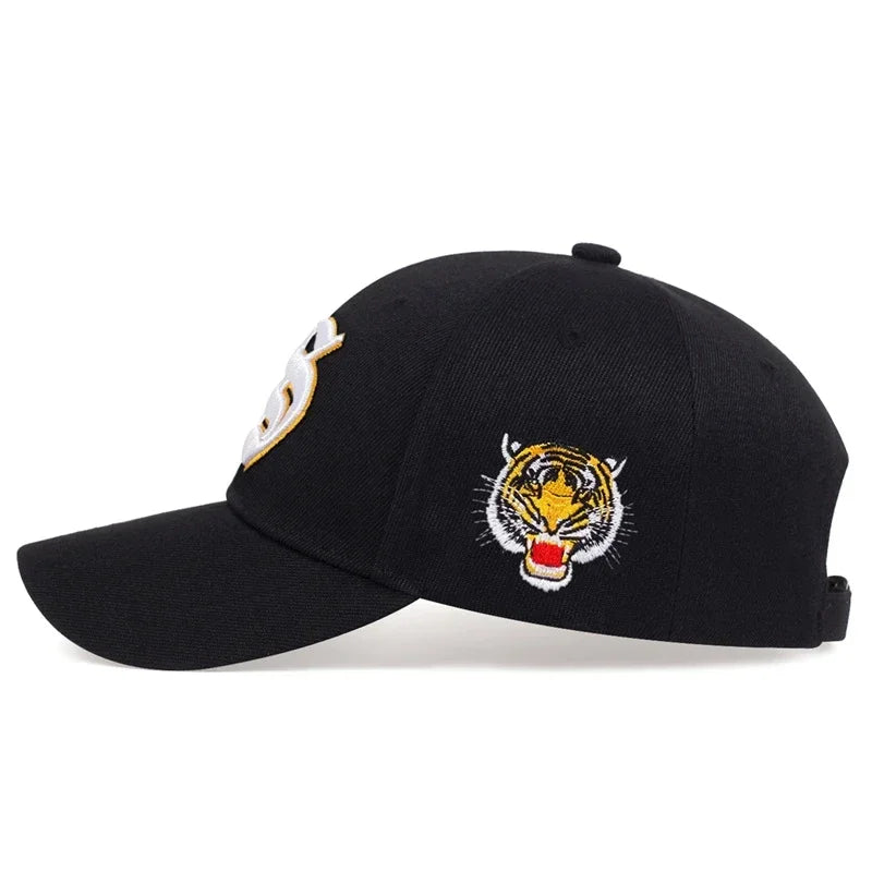 Unisex S Letter Side Tiger Embroidery Baseball Caps