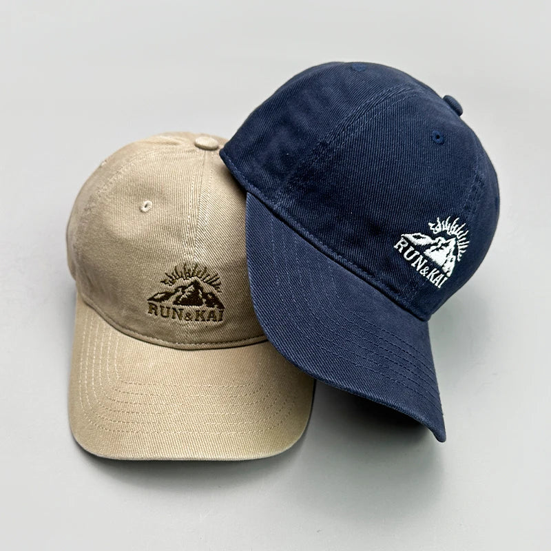 Korean Retro Mountain Embroidery Snapback Caps New Sunshade Baseball Hats Breathable Versatile Fashion