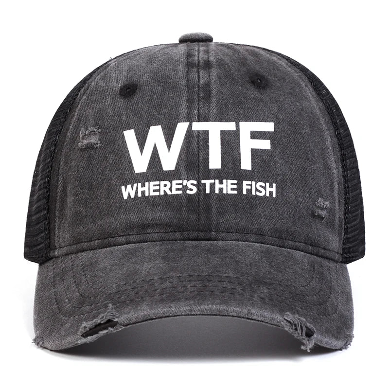 Unisex Wtf Letter Embroidery Wash Baseball Net Caps Hip Hop Cap Spring Summer