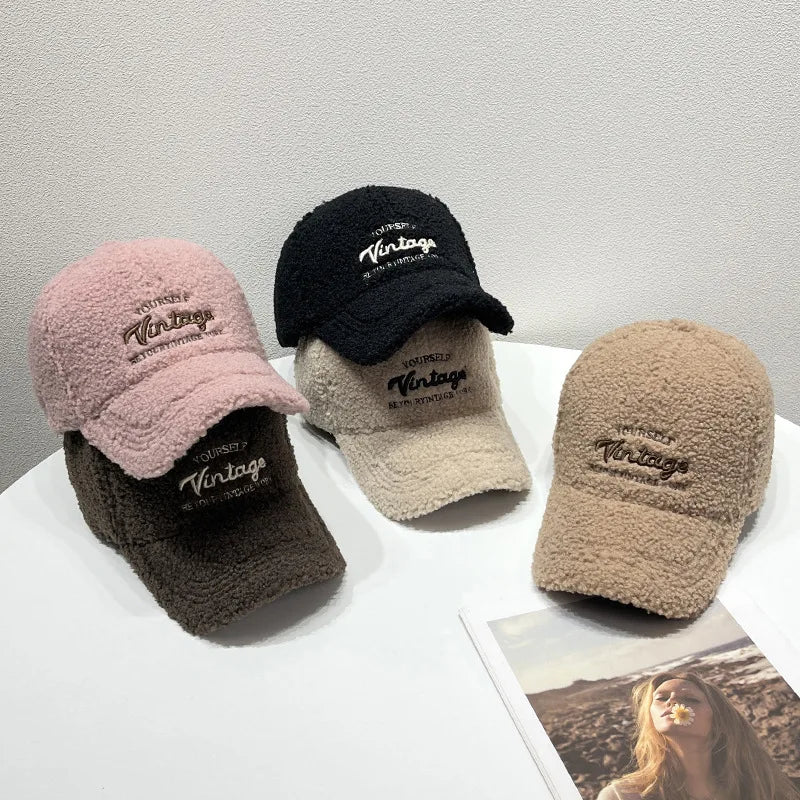 Letter Embroidery Autumn Winter Baseball Caps for Women