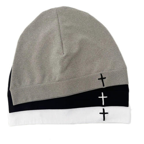 Cross Embroidered Knitted Skull Hat For Autumn And Winter