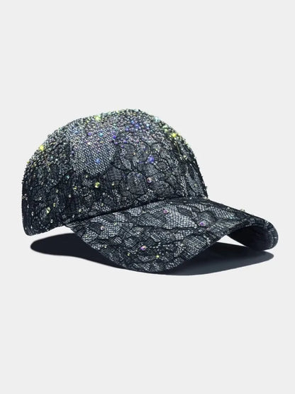 Women Fashion Lace Diamonds Designer Peaked Cap