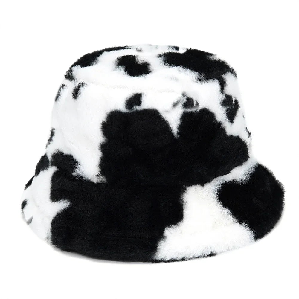 2024 New Winter Bucket-Hats Fluffy Fur Men Women Panama Hat