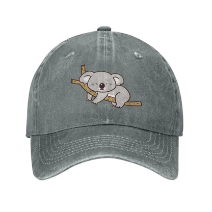 Cartoon Koala Vintage Adjustable Washed Denim Cotton Low Profile Dad Trucker Hat