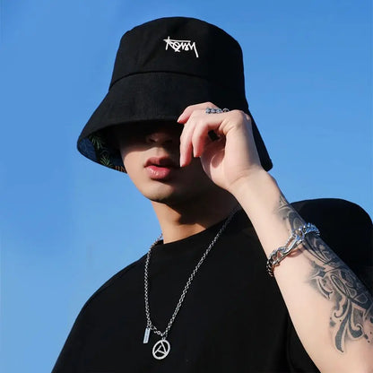 Summer Basin Cap Hip Hop Hat Double Sided Bucket Hat Fishing Fisherman Hat Pattern Packable Sun Protection
