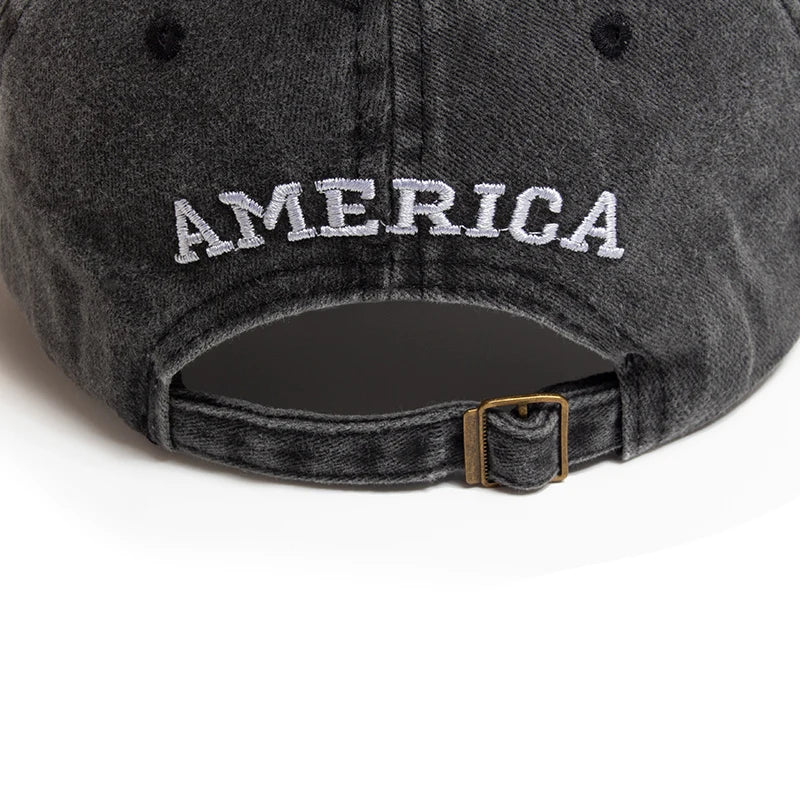 USA Flag Embroidery Baseball Cap Retro Washed Cotton Dad Hats
