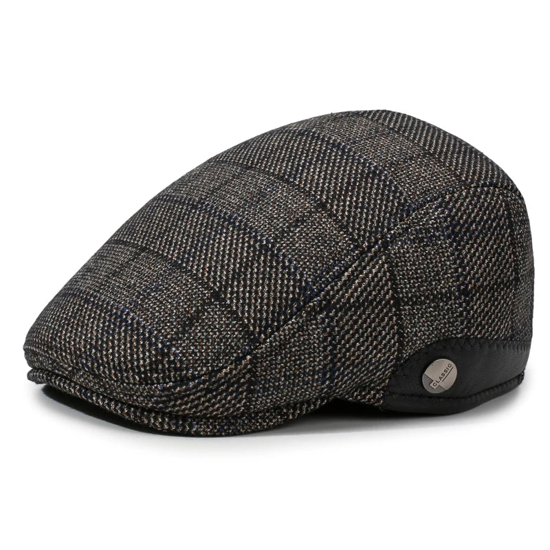 Men's Vintage British Style Beret, Autumn Winter Warm Newsboy Cap
