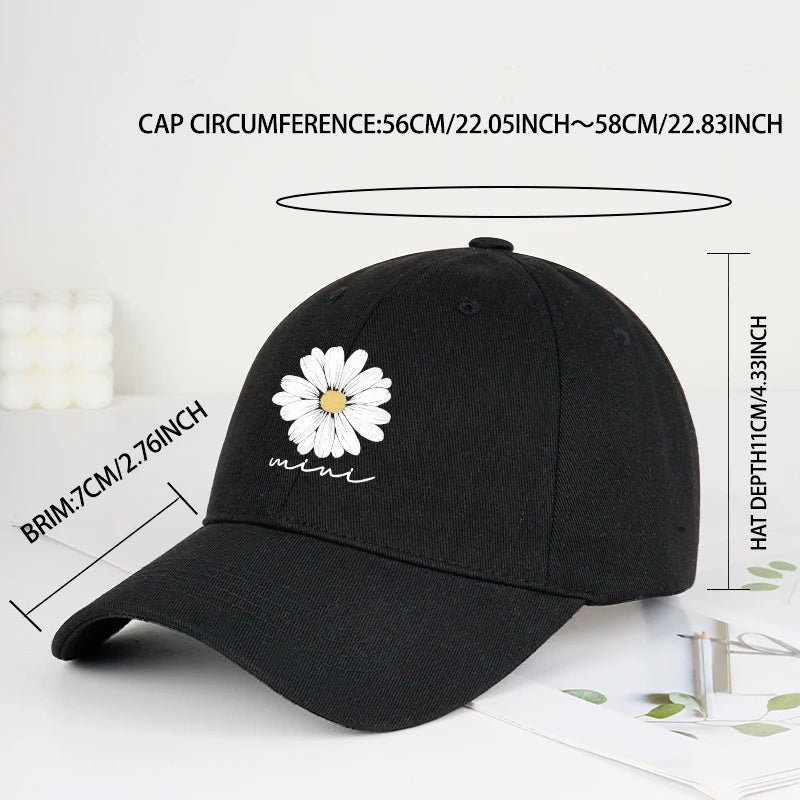 "Mini" Daisy Flower Print Baseball Cap