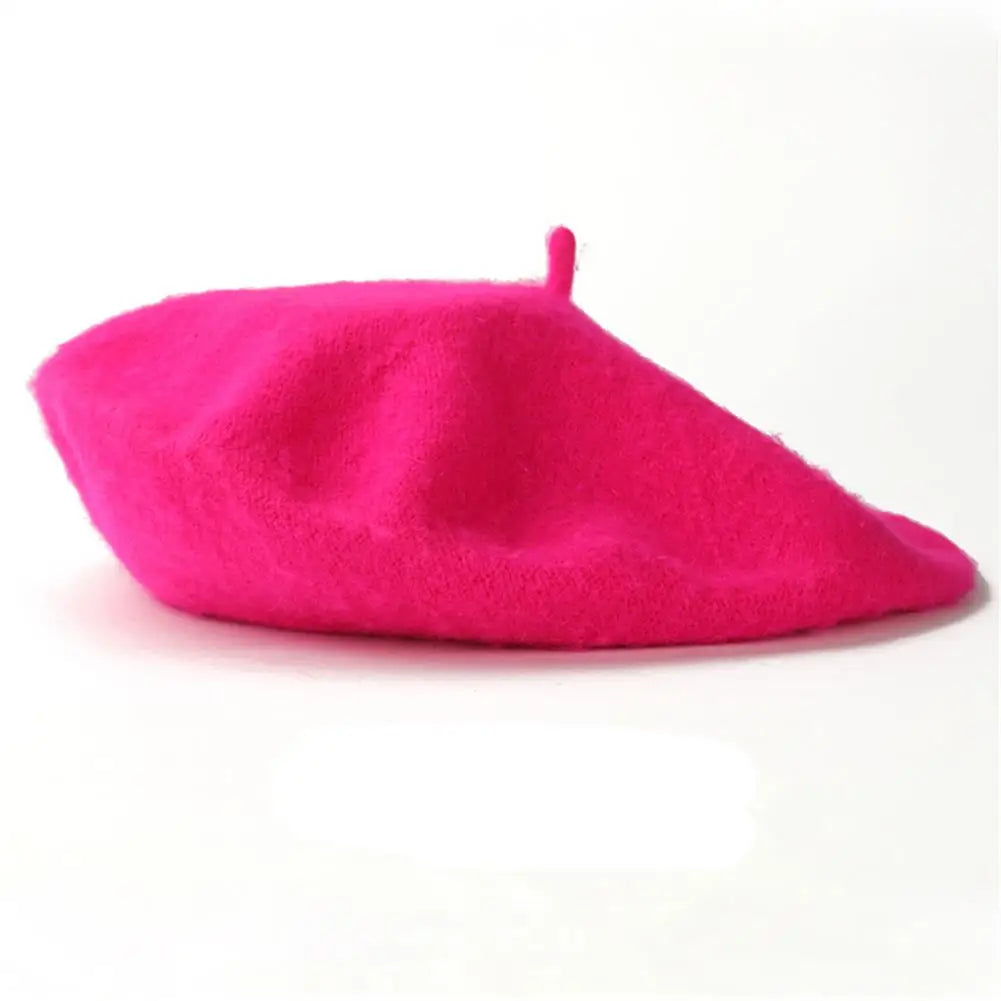 Multi-Color Wool Thick Berets Winter Autumn Artist French Retro Plain Painter Hat