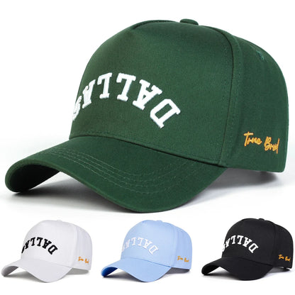 Unisex Dallas Letter Embroidery Baseball Caps Casual Hats Spring and Autumn